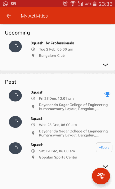 spyn My activities with score spyn My activities
