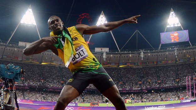 Usain Bolt famous Victory pose